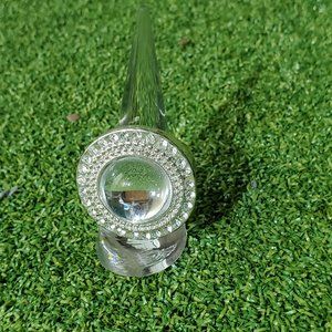 Round Silver & Crystal Stretch Band Statement Cocktail Ring